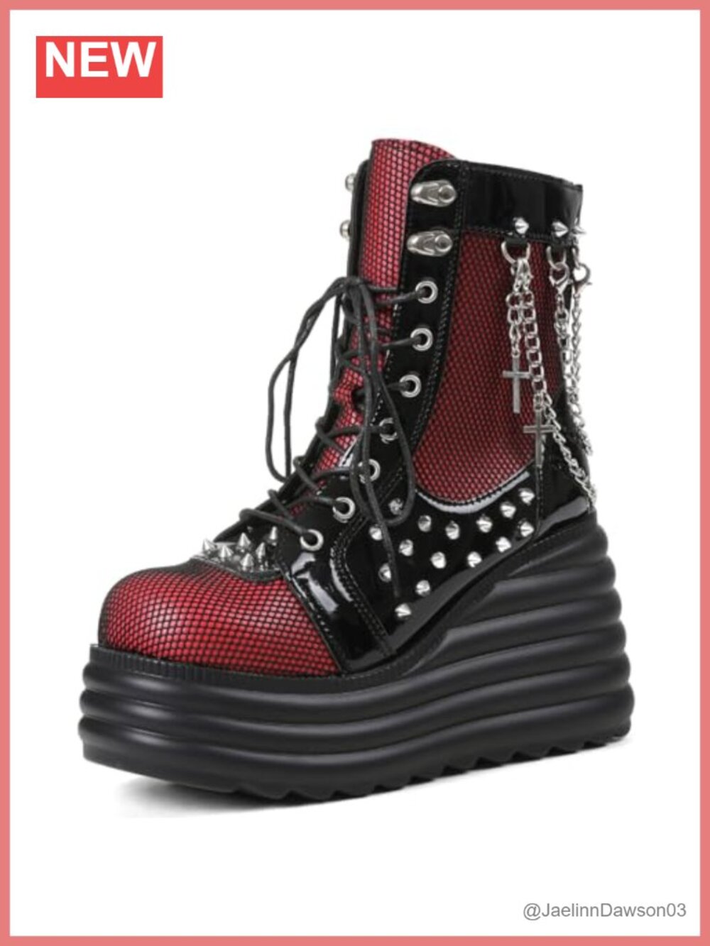 Platform Goth Ankle Boots Women Faux Leather Combat Booties